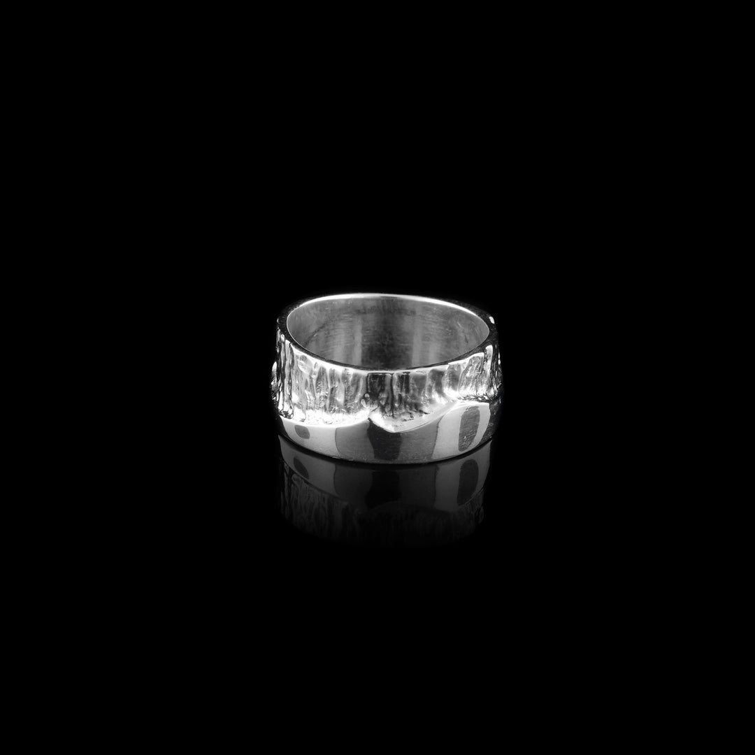 Silver Textured and Smooth Ring