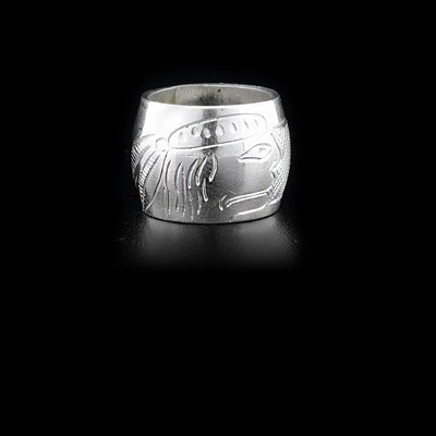 Sterling silver warrior spirit bead by Coast Salish artist Travis Henry.