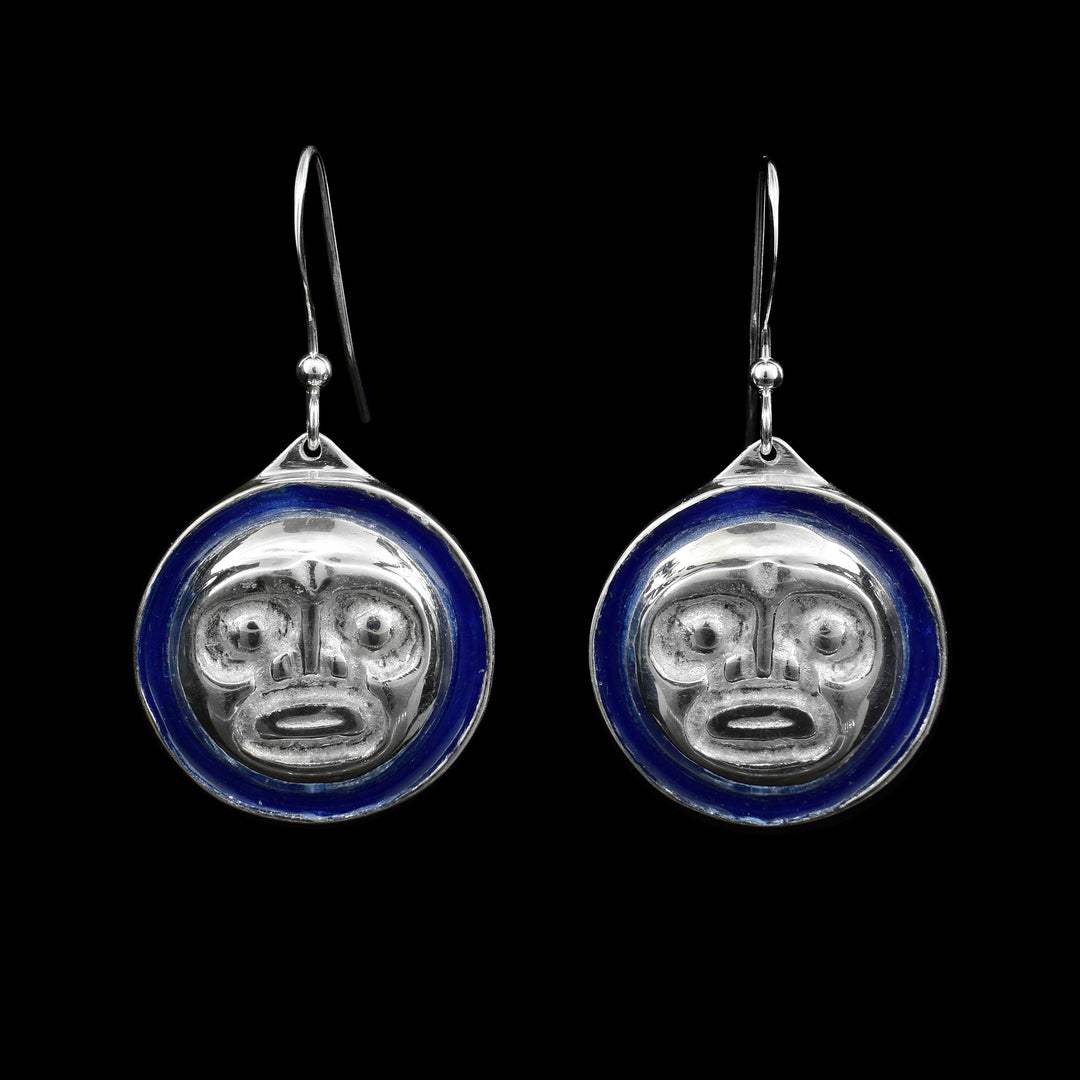 Silver and Blue Moon Earrings, made with 99.9% silver