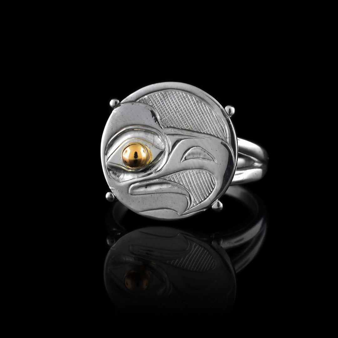 Sterling Silver and 14k Gold Eagle Signet Ring