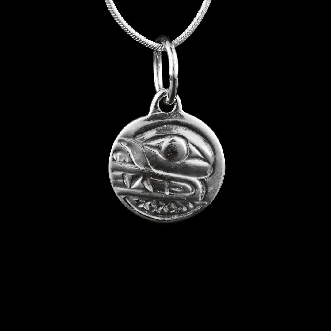 Small Sterling Silver Circle Bear Pendant