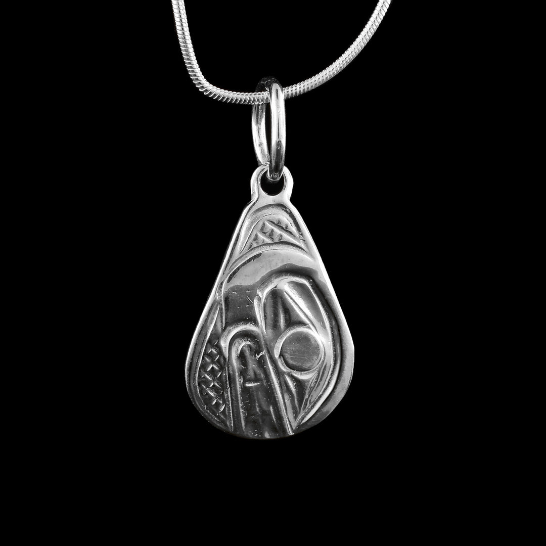 Sterling Silver Teardrop Orca Pendant