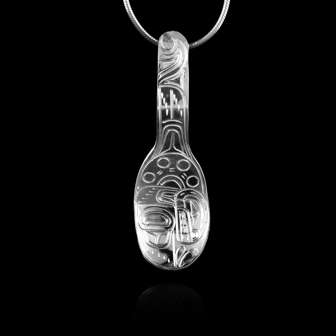 Spoon Orca legend carved into the  Sterling Silver Pendant