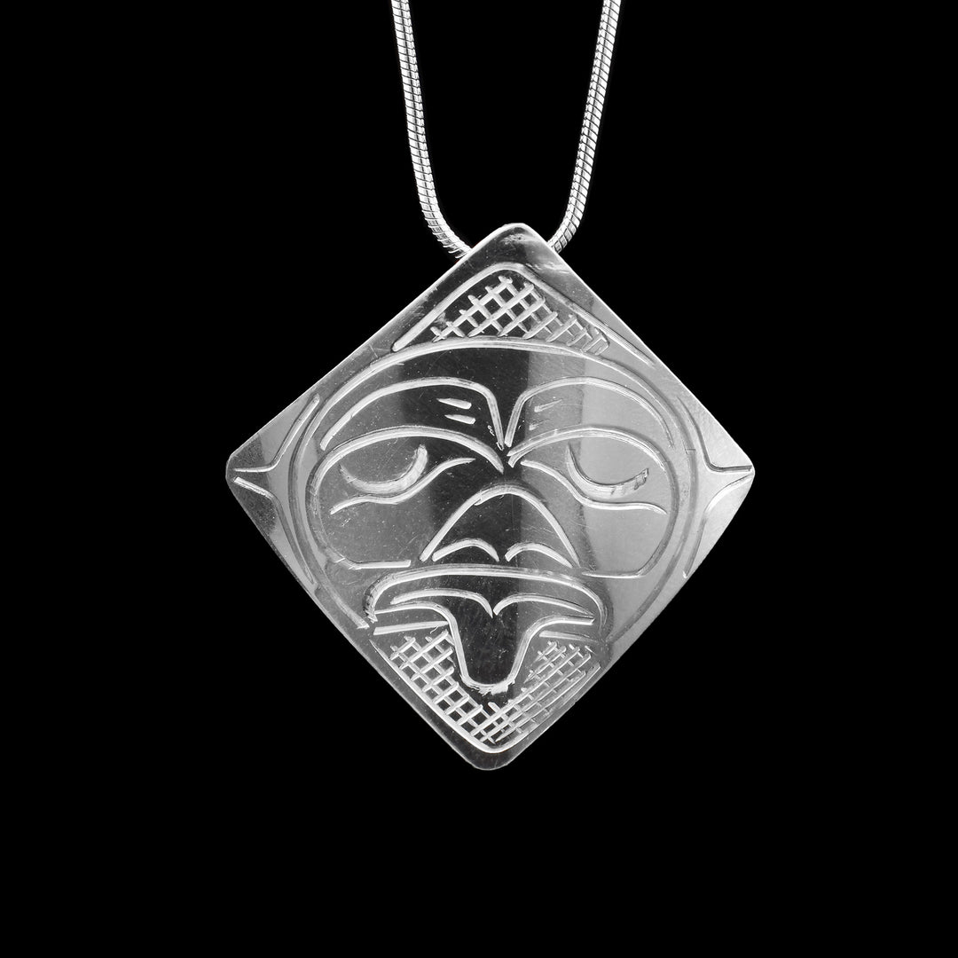 Square Shaped Sterling Silver Frog Pendant