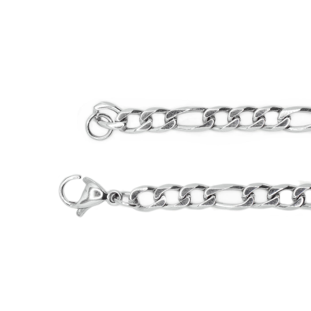 Stainless Steel Figaro Chain Necklace 20" with Clasp