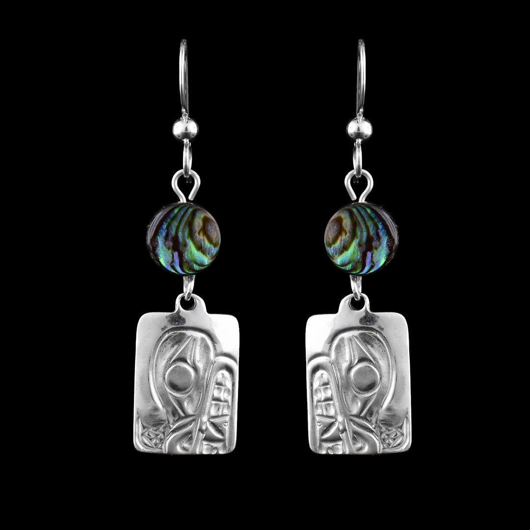  Sterling Silver Abalone Bear Earrings