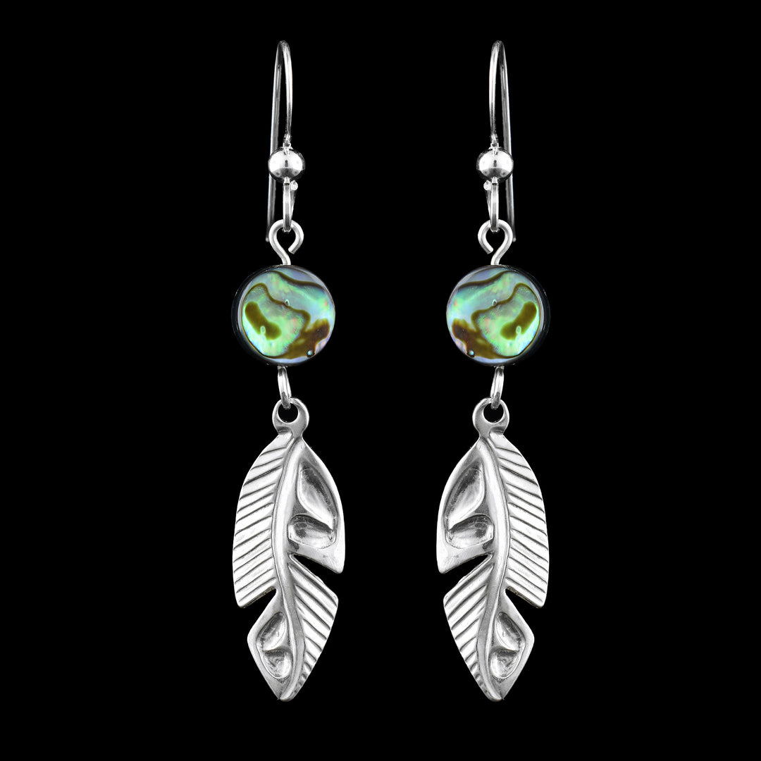 Sterling Silver Abalone Feather Earrings