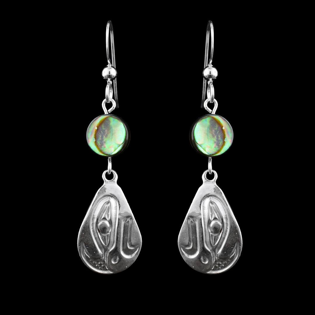  Sterling Silver Abalone Teardrop Eagle Earrings