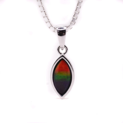 Ammolite and Sterling Silver Marquise Pendant - Artina's Jewellery