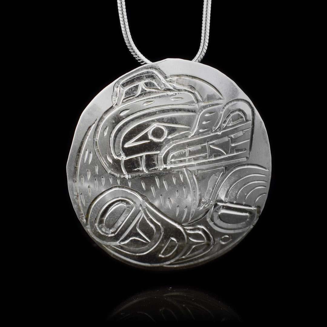Sterling Silver Bear Circular Pendant