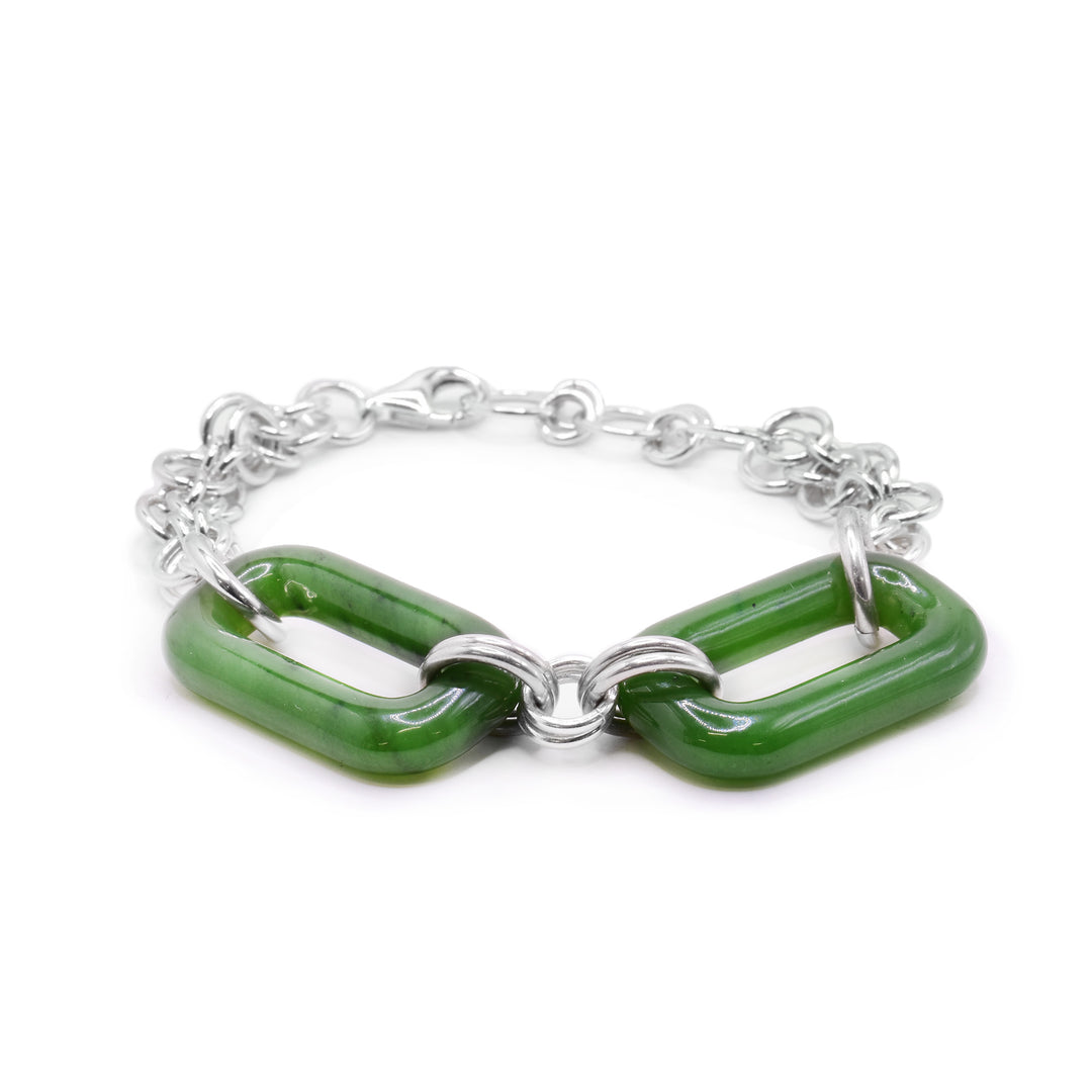 Sterling Silver Chain BC Jade Infinity Bracelet