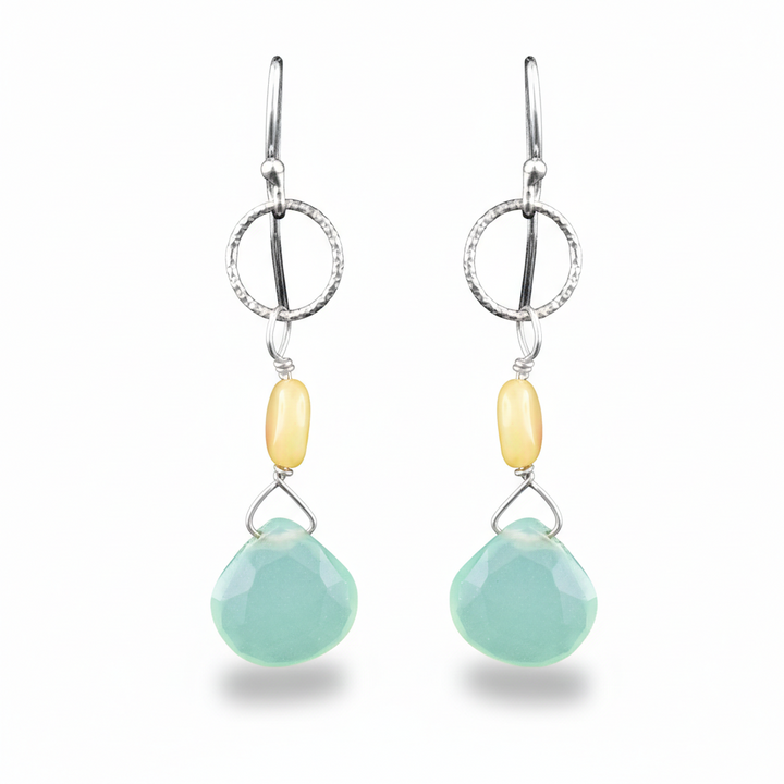 Sterling Silver Chalcedony & Ethiopian Opal Drop Earrings