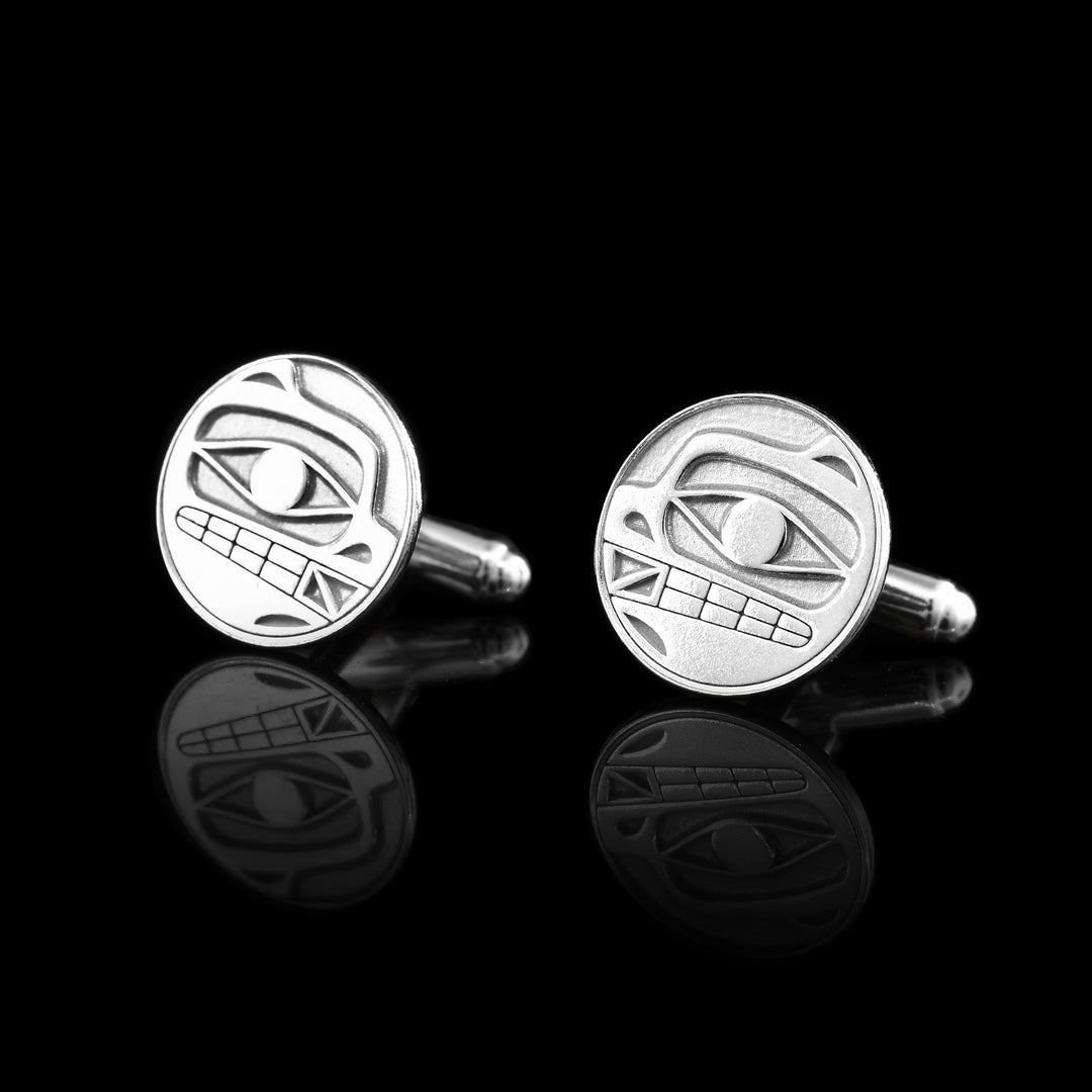 Sterling Silver Circular Bear Cufflinks the Bear legend has ben carved into the surface of these circular cufflinks.