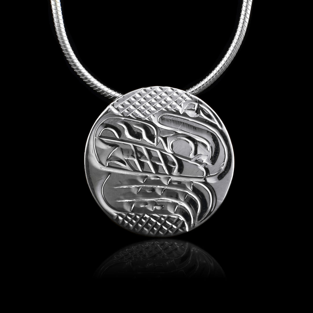 Sterling Silver Circular Bear Pendant