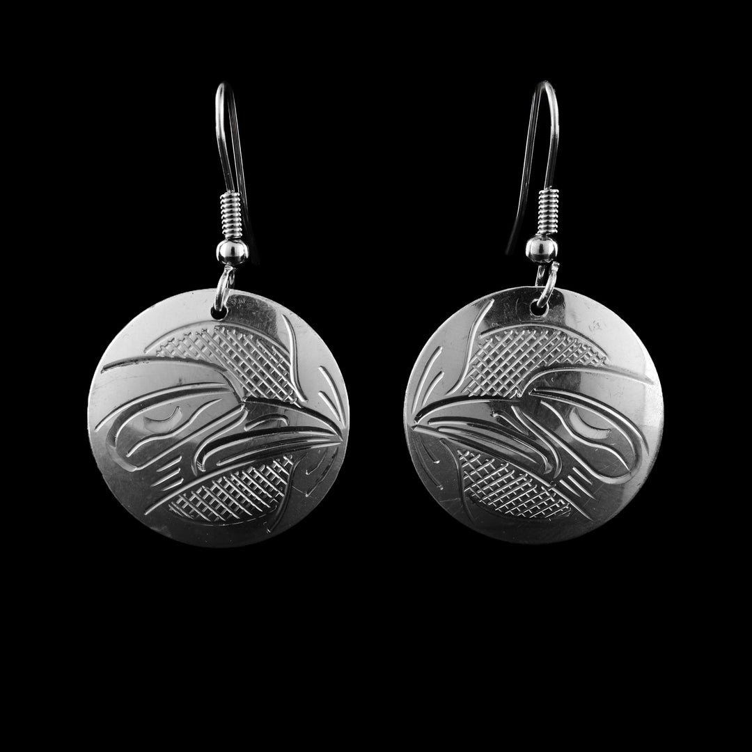 Sterling Silver Circular Hummingbird Earrings 