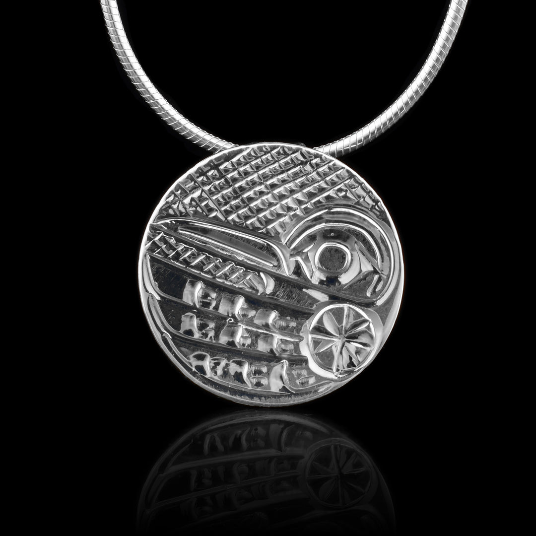 Sterling Silver Circular Hummingbird Pendant