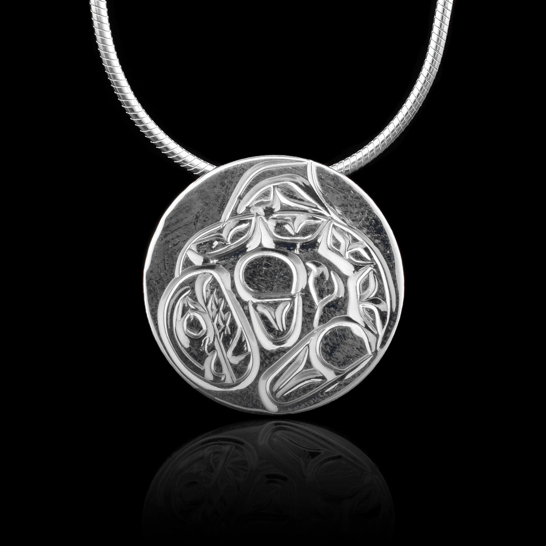 Sterling Silver Circular Orca Pendant