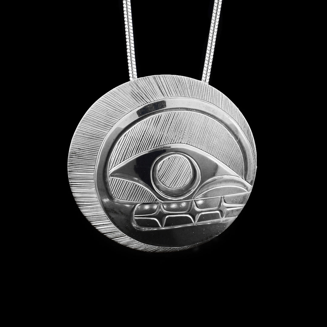 Sterling Silver Circular Orca Pendant 
