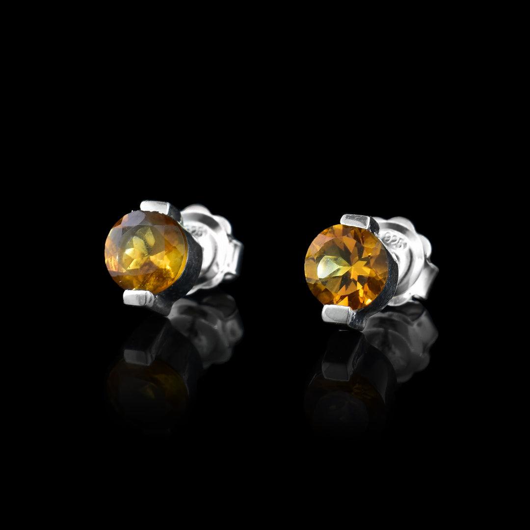 Sterling Silver Citrine Stud Earrings