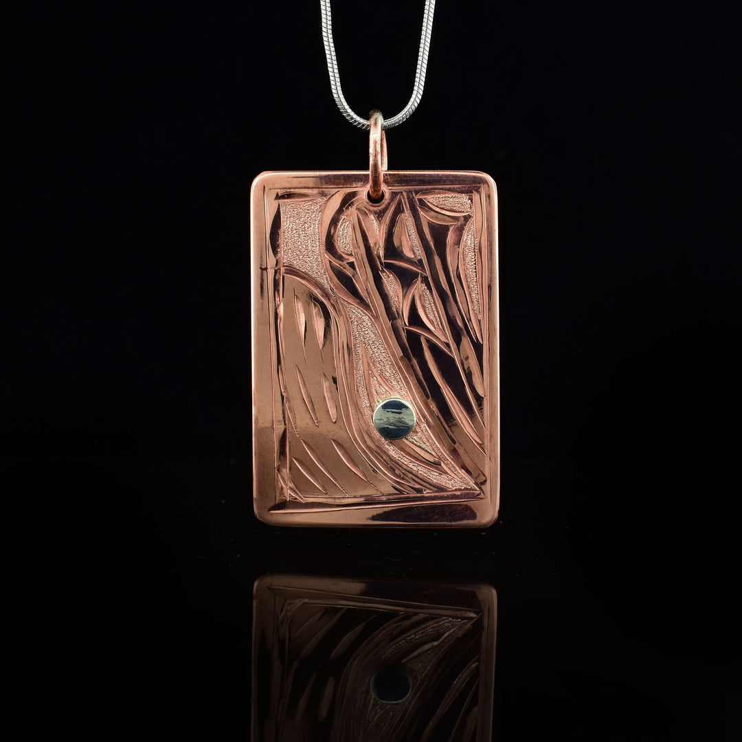 Sterling Silver Copper Rectangle Bear Pendant
