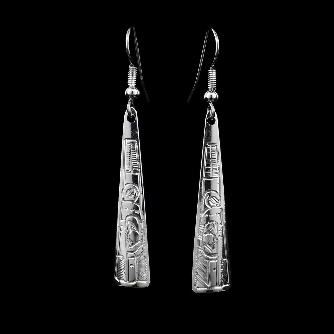 Sterling Silver Dainty Hummingbird Triangle Earrings