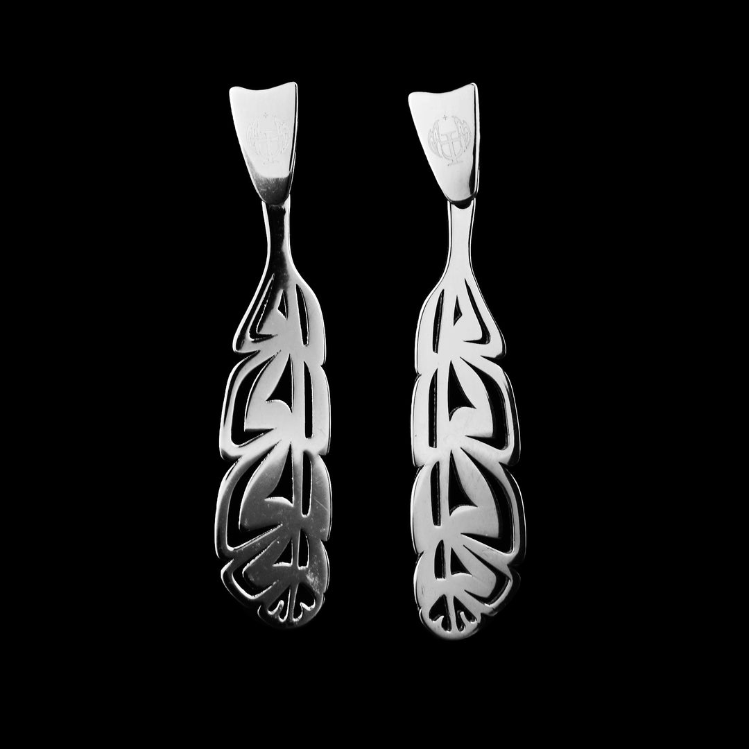 Sterling Silver Dangle Feather Earrings