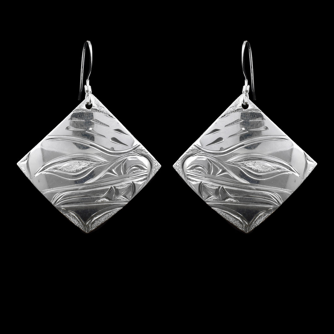 Sterling Silver Diamond Shape Bear Earrings