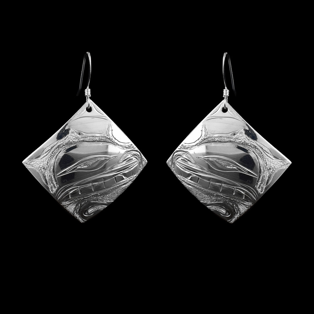 Sterling Silver Diamond Shape Beaver Earrings