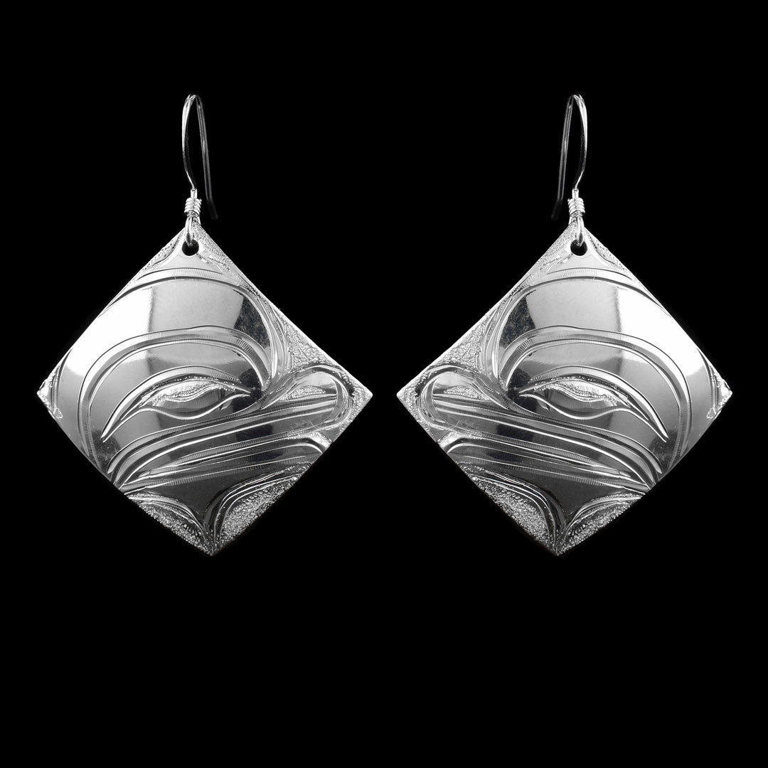 Sterling Silver Diamond Shape Frog Earrings