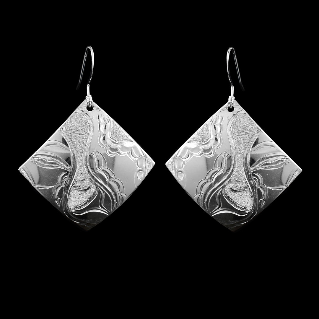 Sterling Silver Diamond Shape Octopus Earrings