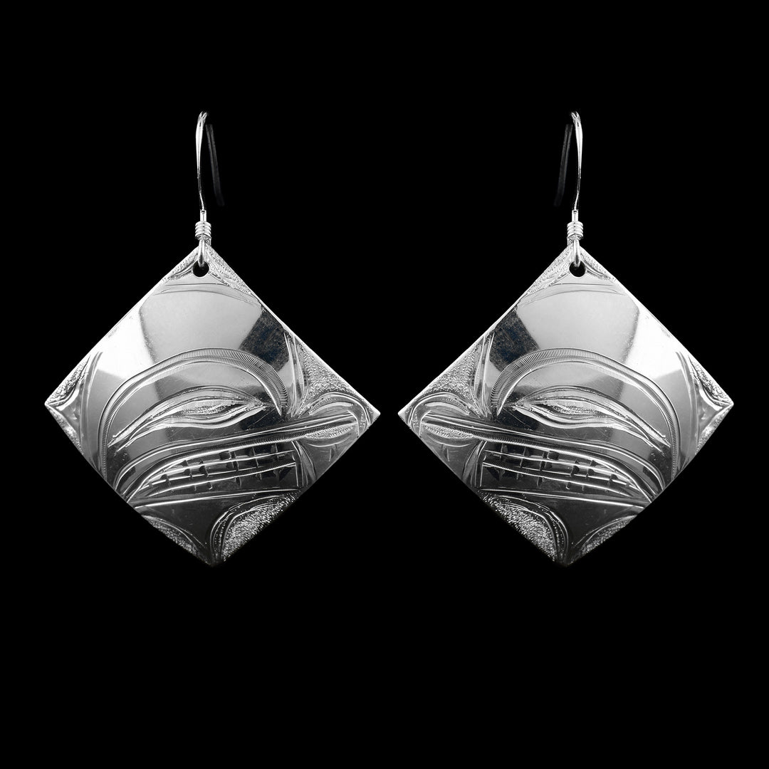 Sterling Silver Diamond Shape Otter Earrings