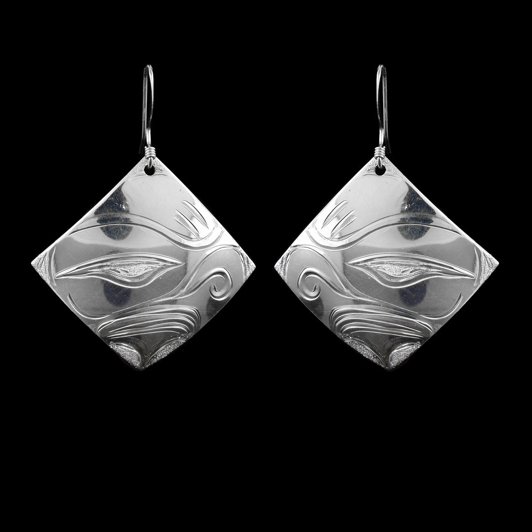 Sterling Silver Diamond Shape Thunderbird Earrings