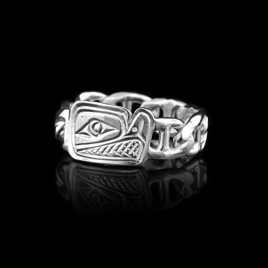 Sterling Silver Eagle Cuban Anchor Ring