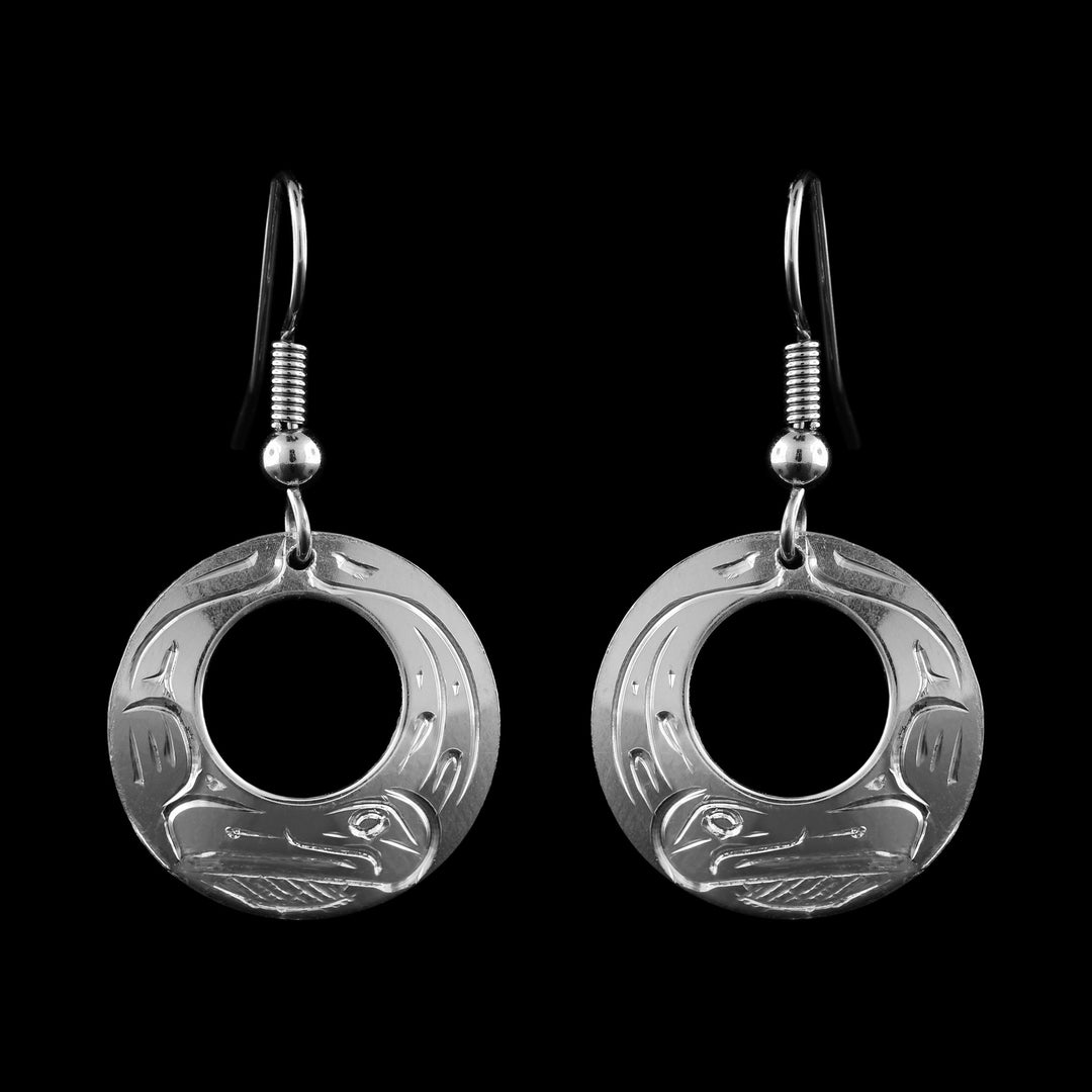 Sterling Silver Eagle Open Circle Earrings