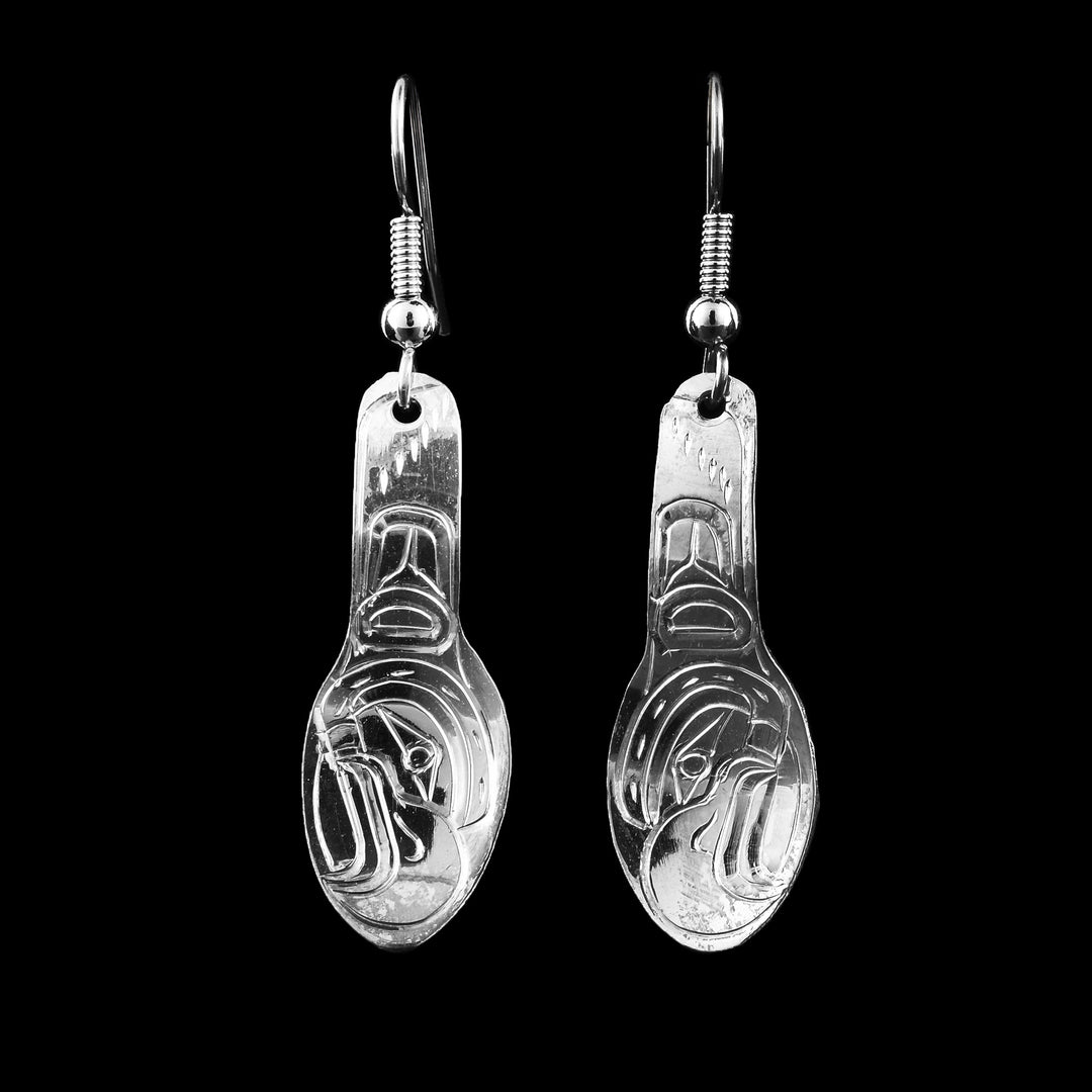 Sterling silver eagle spoon dangle earrings