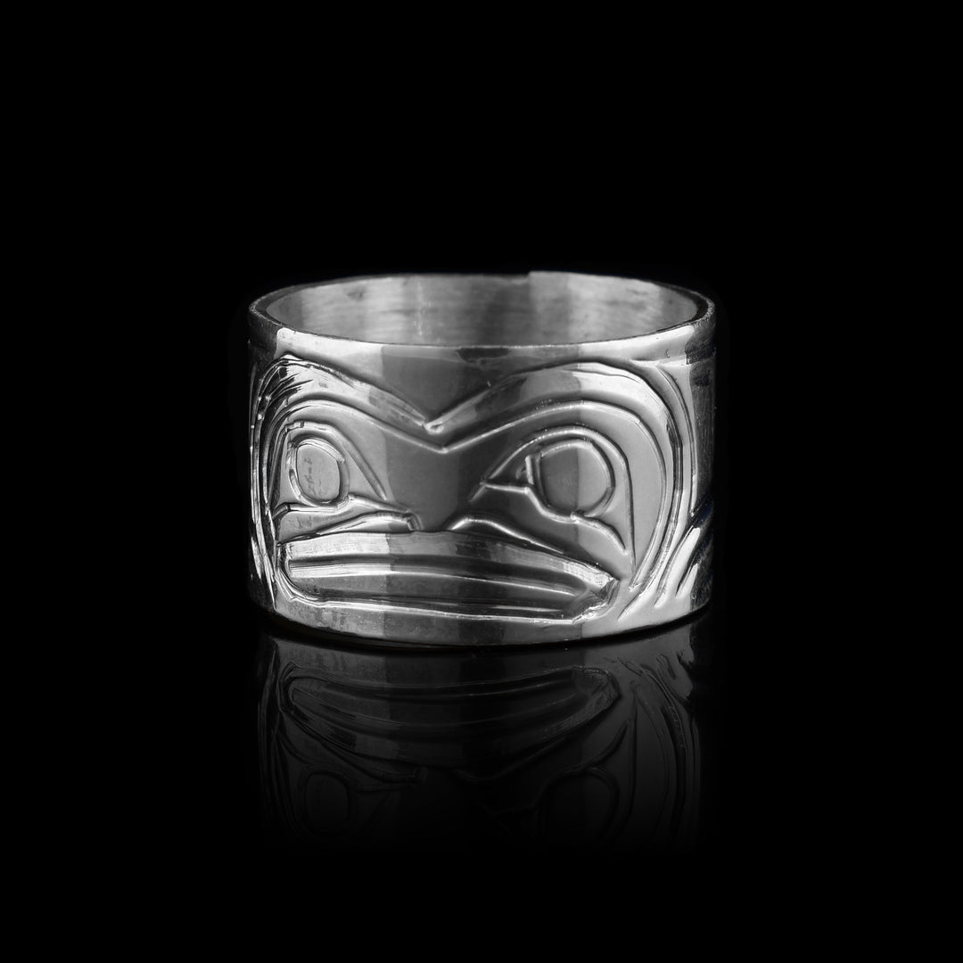 hand-carved Sterling Silver Frog Ring