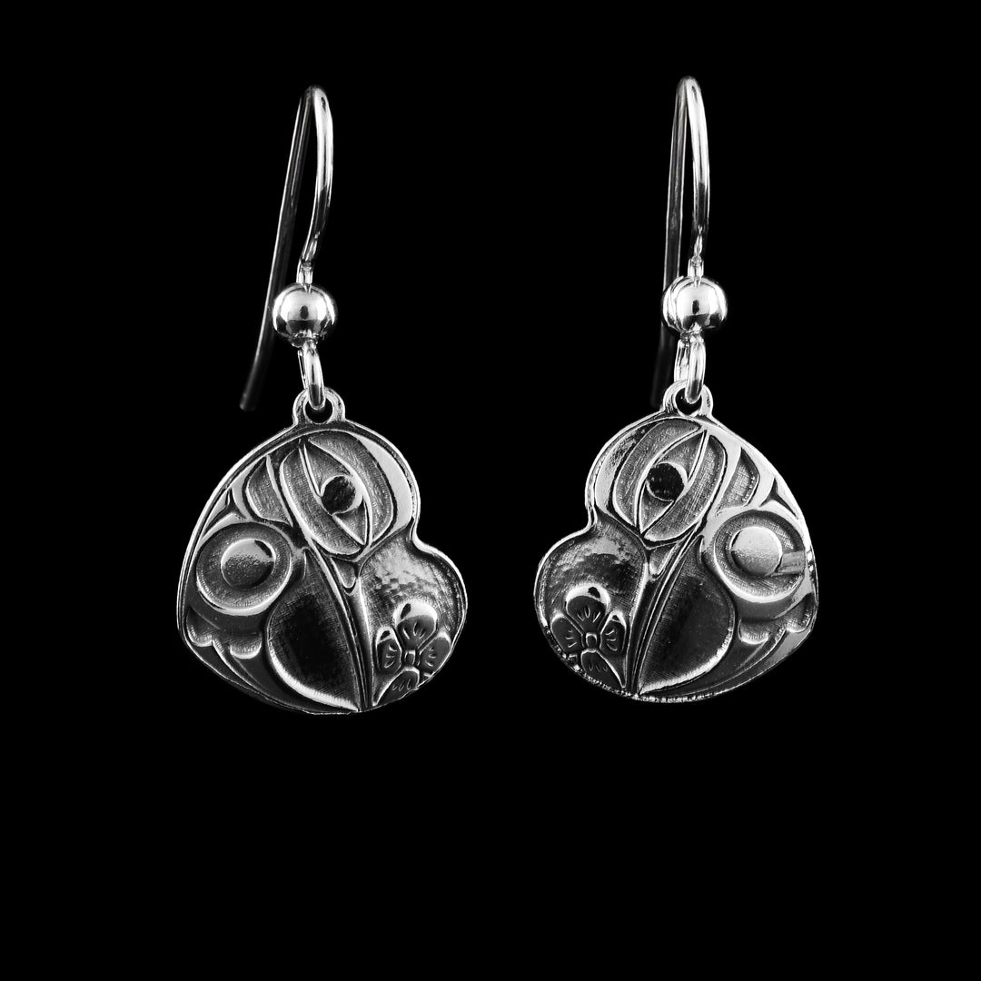 Sterling Silver Heart Hummingbird Earrings