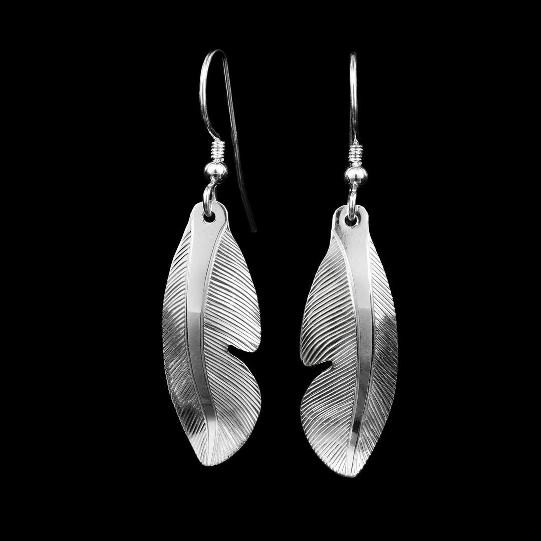 Sterling Silver Heron Feather Earrings