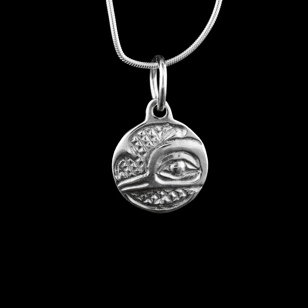 Sterling Silver Hummingbird Circle Pendant