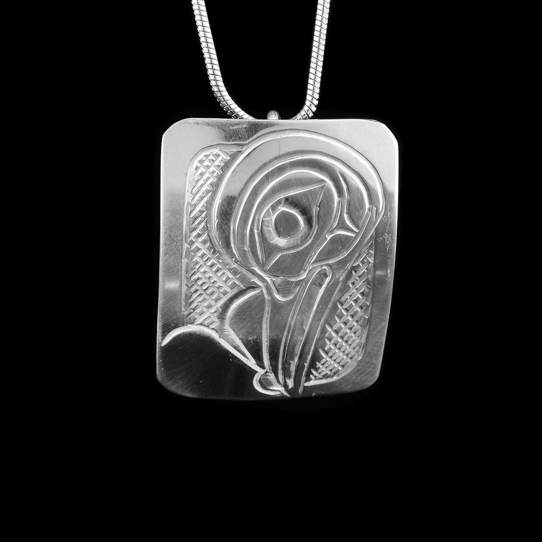 Sterling Silver Hummingbird Square Pendant