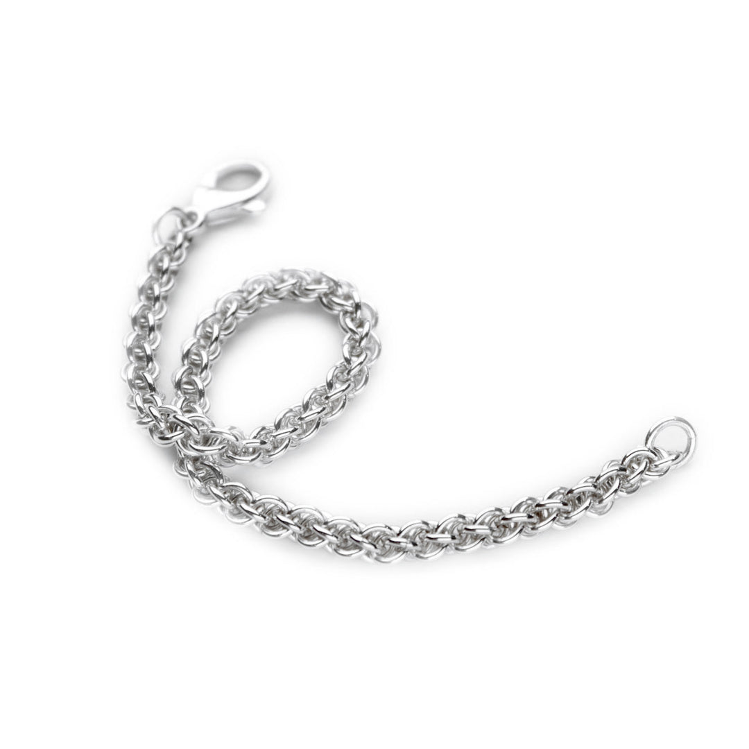 Sterling silver chain bracelet has been hand woven by artist Lisa Ridout and makes for a perfect discreet piece or can be combined with beads and charms.
