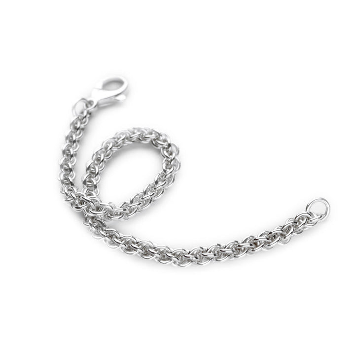 Sterling silver chain bracelet has been hand woven by artist Lisa Ridout and makes for a perfect discreet piece or can be combined with beads and charms.