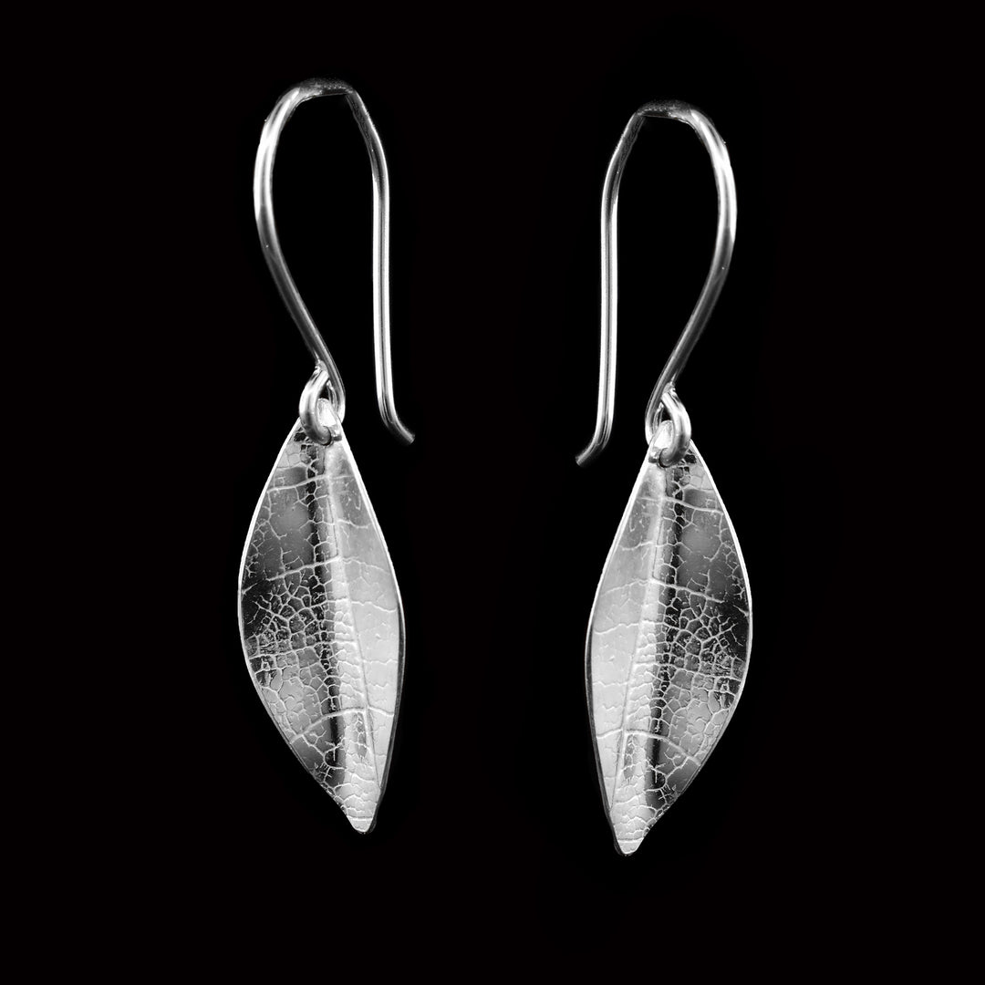 Sterling Silver Leaf Dangle Earrings, have a sense of realism as if someone picked leaves straight from the tree and casted them to silver.