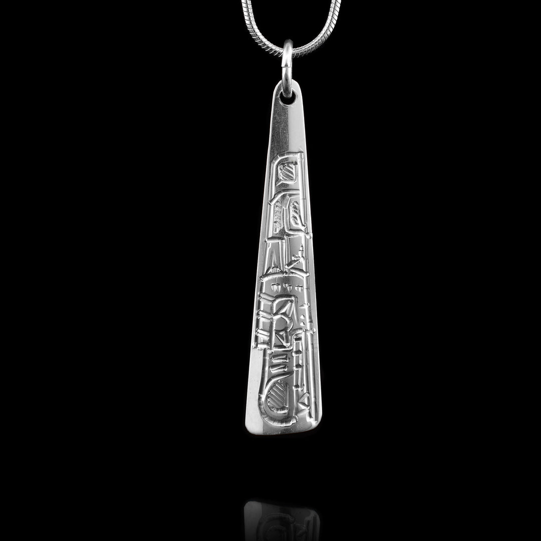 Sterling Silver Triangle Wolf Pendant the legend of the wolf is carved into the surface of the triangle pendant with great detail.