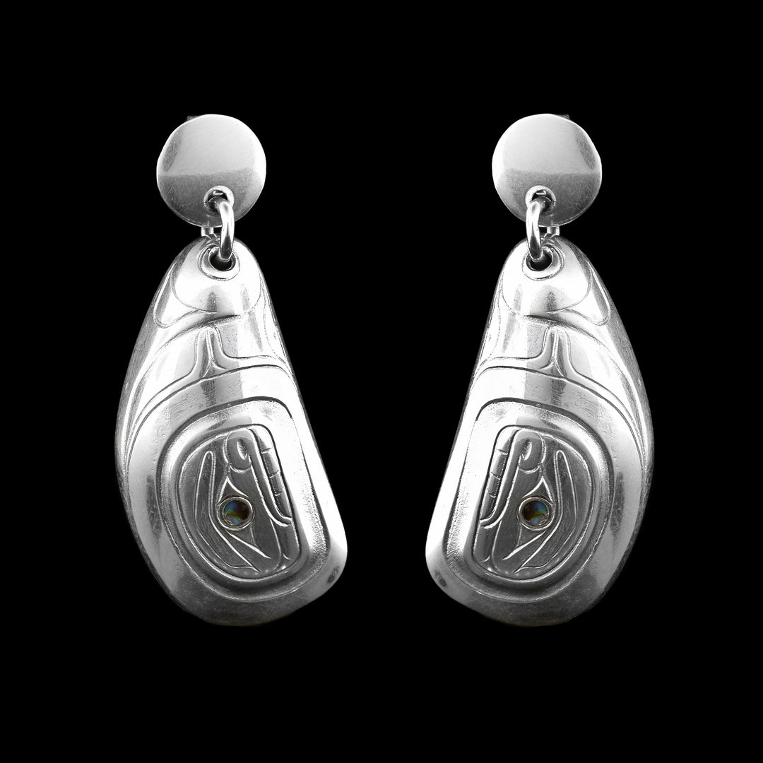 Sterling Silver Mussel Shaped Orca with Abalone