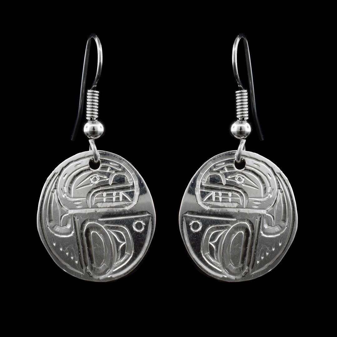 Sterling Silver Orca Circular Earrings
