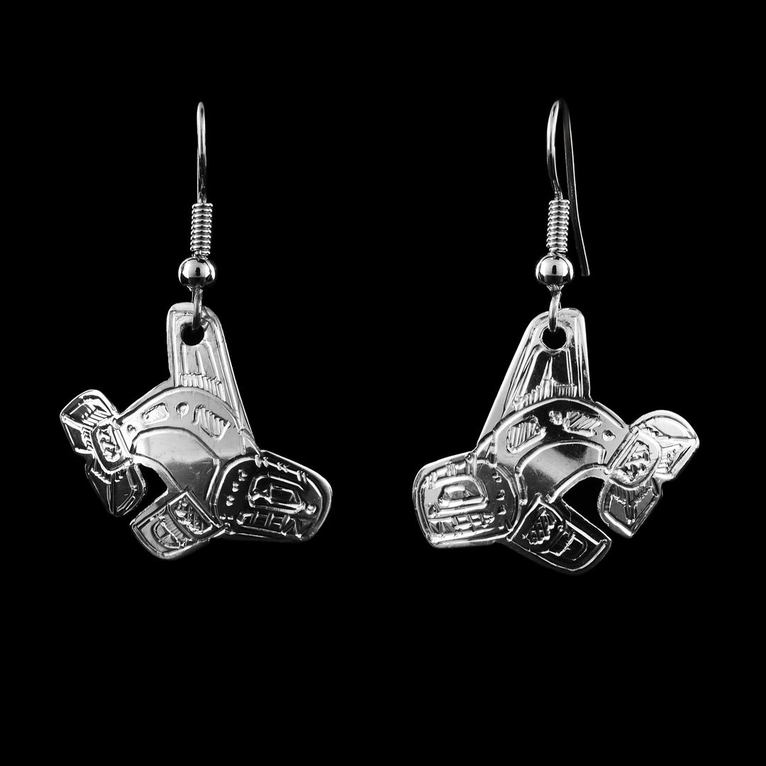 Sterling Silver Orca Cut-Out Earrings