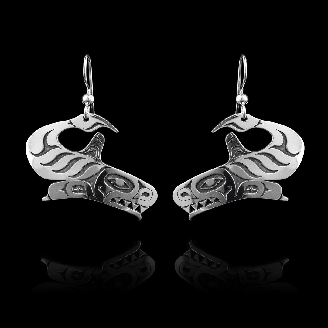 Sterling Silver Orca Dangle Earrings