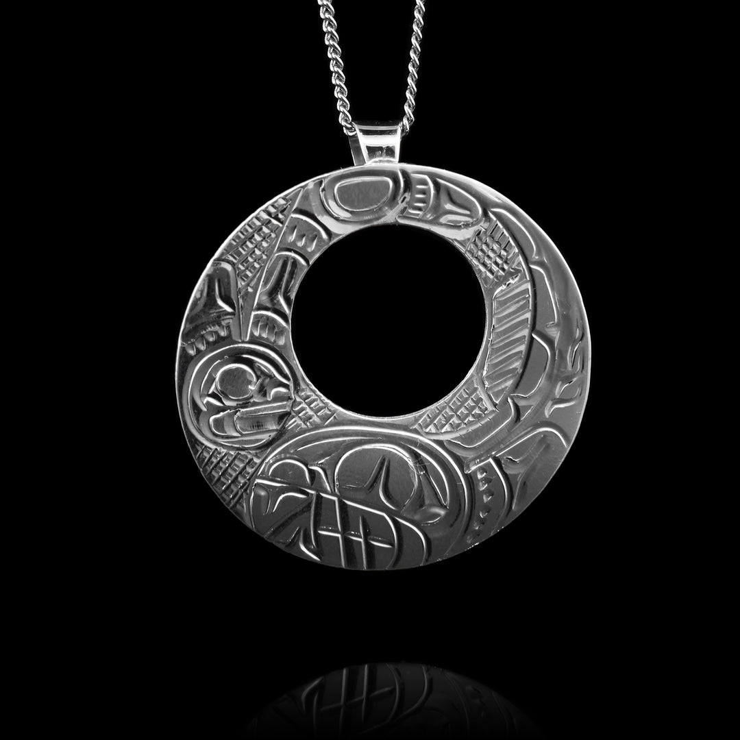 Sterling Silver Orca Open Circle Pendant