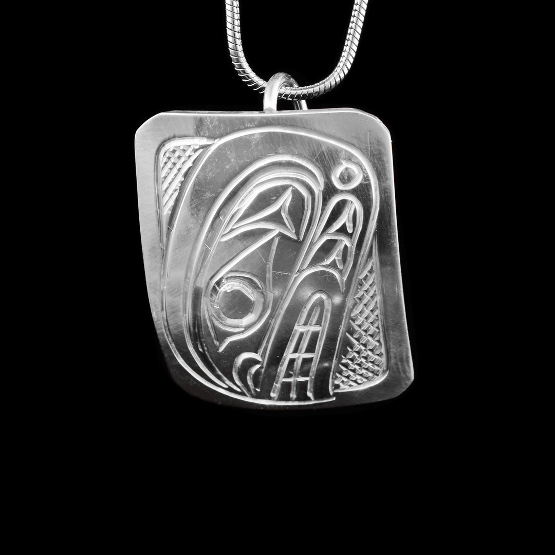 Sterling Silver Orca Square Pendant